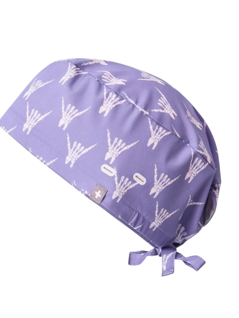 Figs Lavender Scrub Cap with White Skeletal Hand Pattern